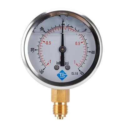 Compound Pressure Vacuum Gauge Glycerine Filled 68mm -1-1bar-30-15inhg/psi 1/4 BSP Bottom