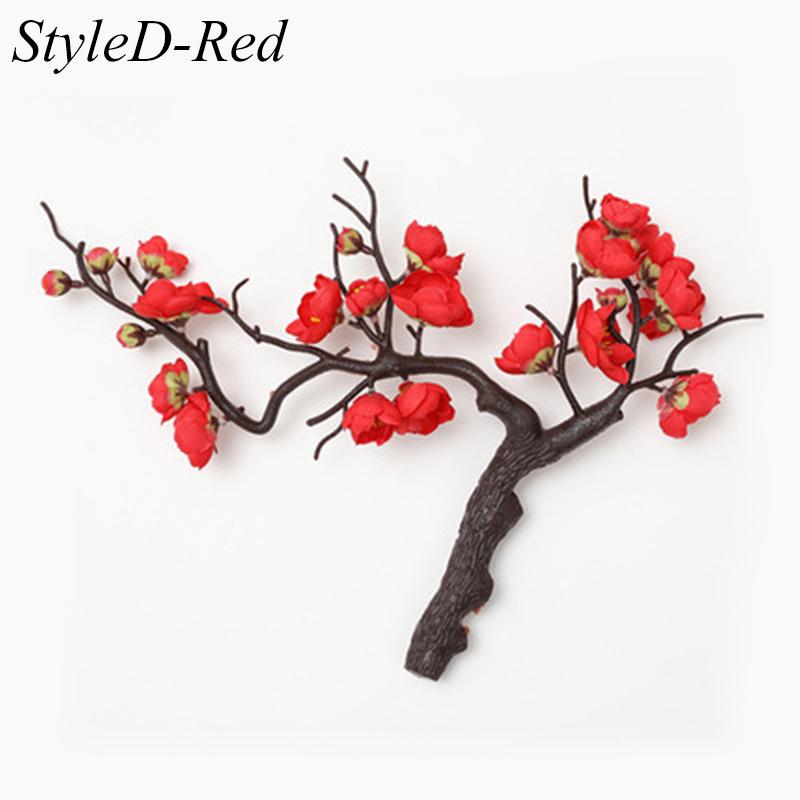Artificial Flower Cherry Red Artificial Plant Plum Blossom Silk Flower Small Winter Plum