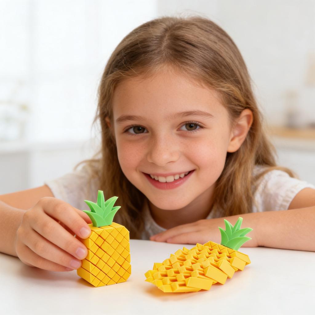 Fruit Shaped Puzzle Toy 3D Cube Brain Teaser Educational Block Game for Kids and Adults Novelty Shape Design for Cognitive Development