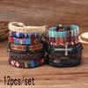 European and American ethnic wind alloy life tree hemp rope leather combination woven hand rope Amazon DIY men's bracelet