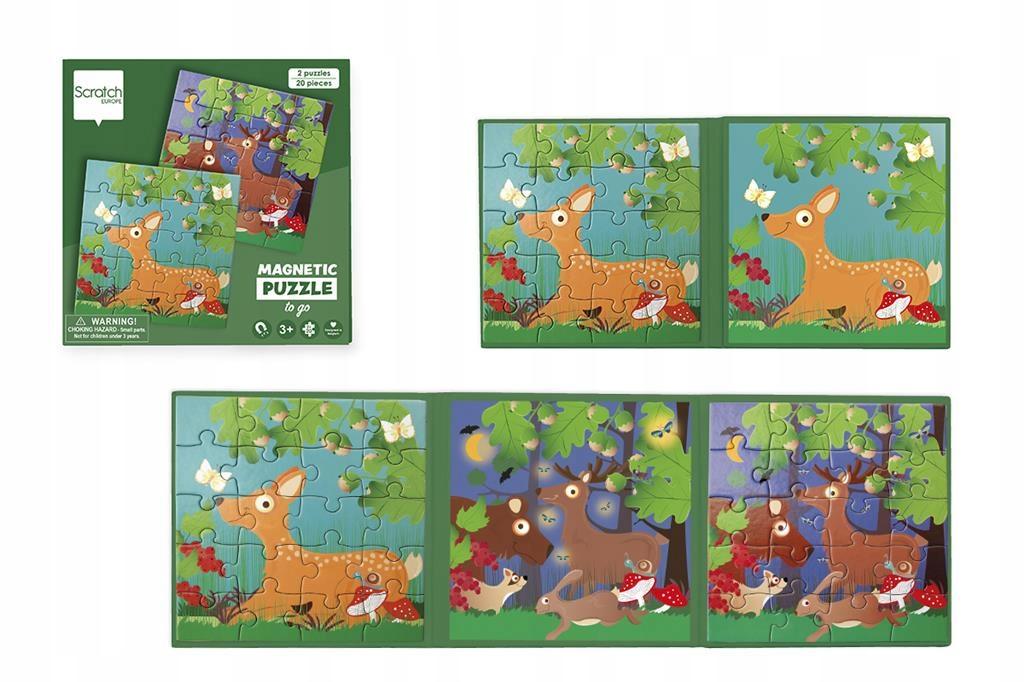 Magnetic Puzzle with a Forest Theme, 2 Pictures, 40 Pieces.