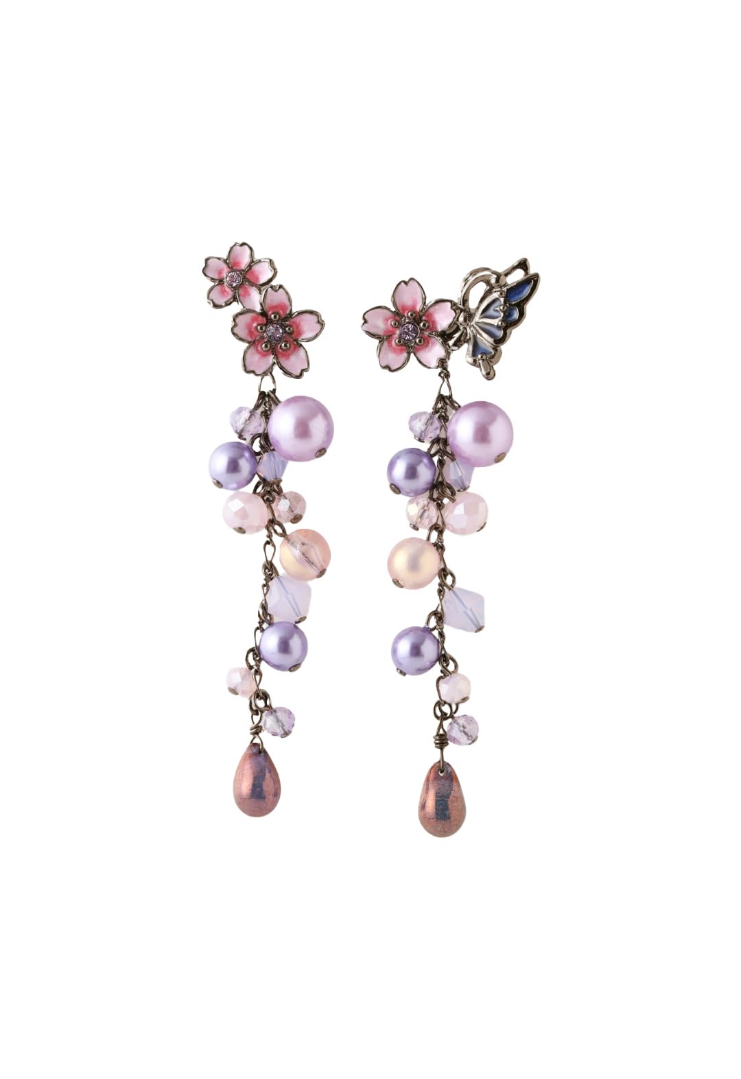 

Anna Sui Cherry Blossom and Butterfly Motif Earrings SAMA1498 XV фіолетовий