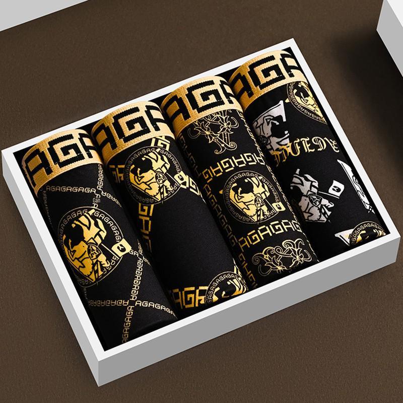 Men's Luxury Black & Gold Boxer Shorts - Loose Fit, Plus Size, Trendy for Teens & Adults