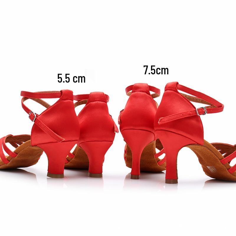 Damen Latein Tanzschuhe - Weiche Sohle, Hoher oder Mittlerer Absatz, Indoor, Schwarz