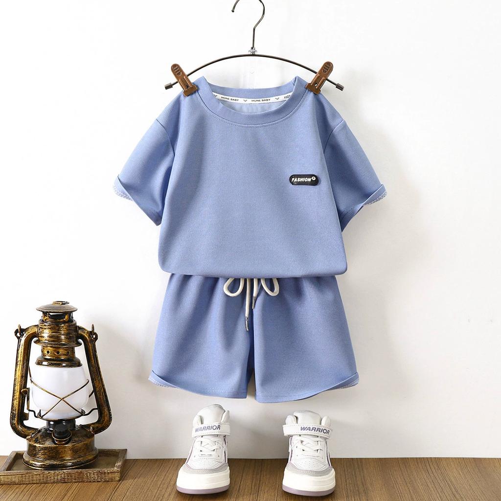 Huafu Ge Thin Girls' Summer Children's Clothing Set Korean Version Loose Casual Children's Clothing Baby Short Sleeved Pants