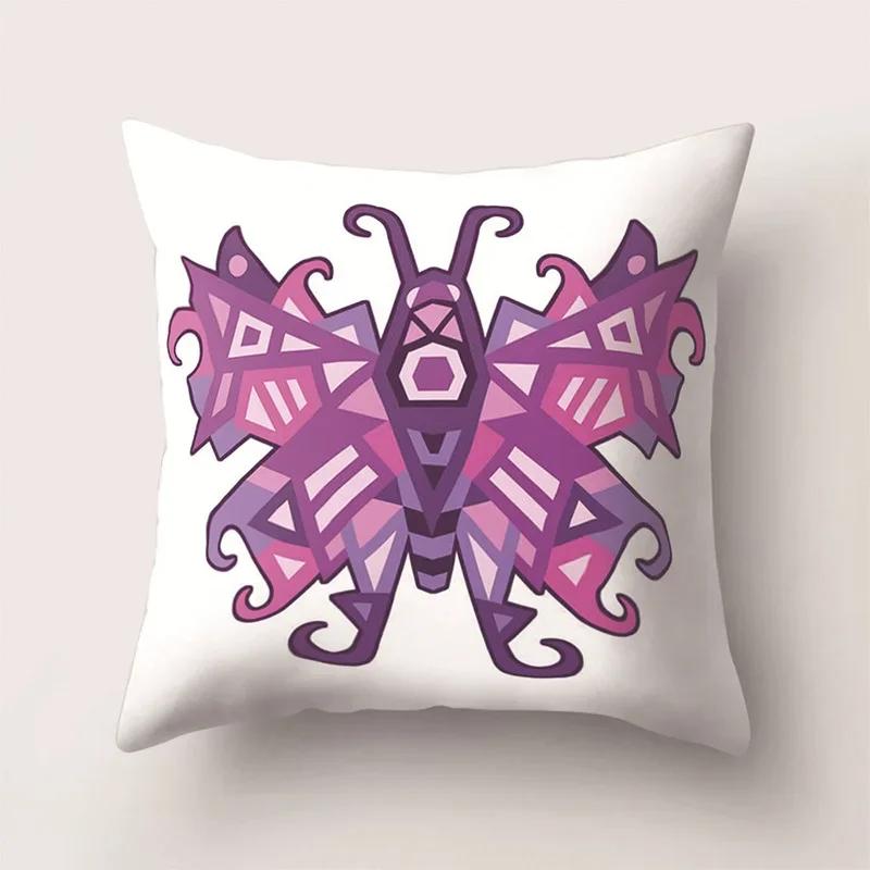 Colorful Butterfly Insect Printed Pattern Cushion Cover for Home Bedroom Living Room Car Sofa Decorative Pillowcase