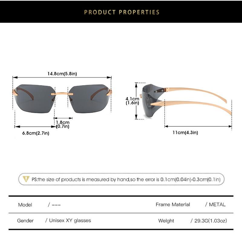 Brand Designer Rimless Sunglasses Women For Men Trend Sun Glasses Fashion Vintage Eyeglasses Punk Luxury Driving Shades