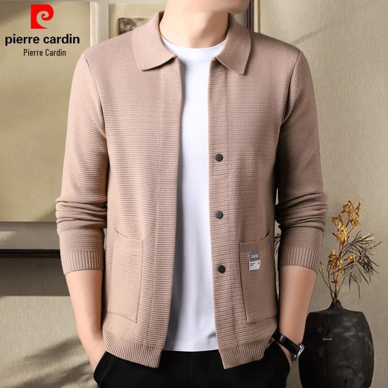 Pierre Cardin Men's Long-Sleeve Knit Cardigan Jacket for Spring and Autumn