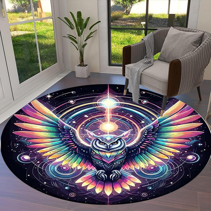 1pc Office Carpet Chair Mats Colorful Cosmic Owl Mandala Perfect for Decorating Office Chairs, Living Rooms, Or Bedrooms