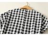 Women's Short Sleeve Plaid Shirt Dress - Fashionable, Loose-Fit, Slimming Cotton and Linen Design