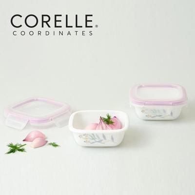 קערת אחסון מזון מרובעת אטומה Corelle Monteverde San Jose 2 יחידות (300 מ"ל) מדיח כלים בטוח לתנור לבן