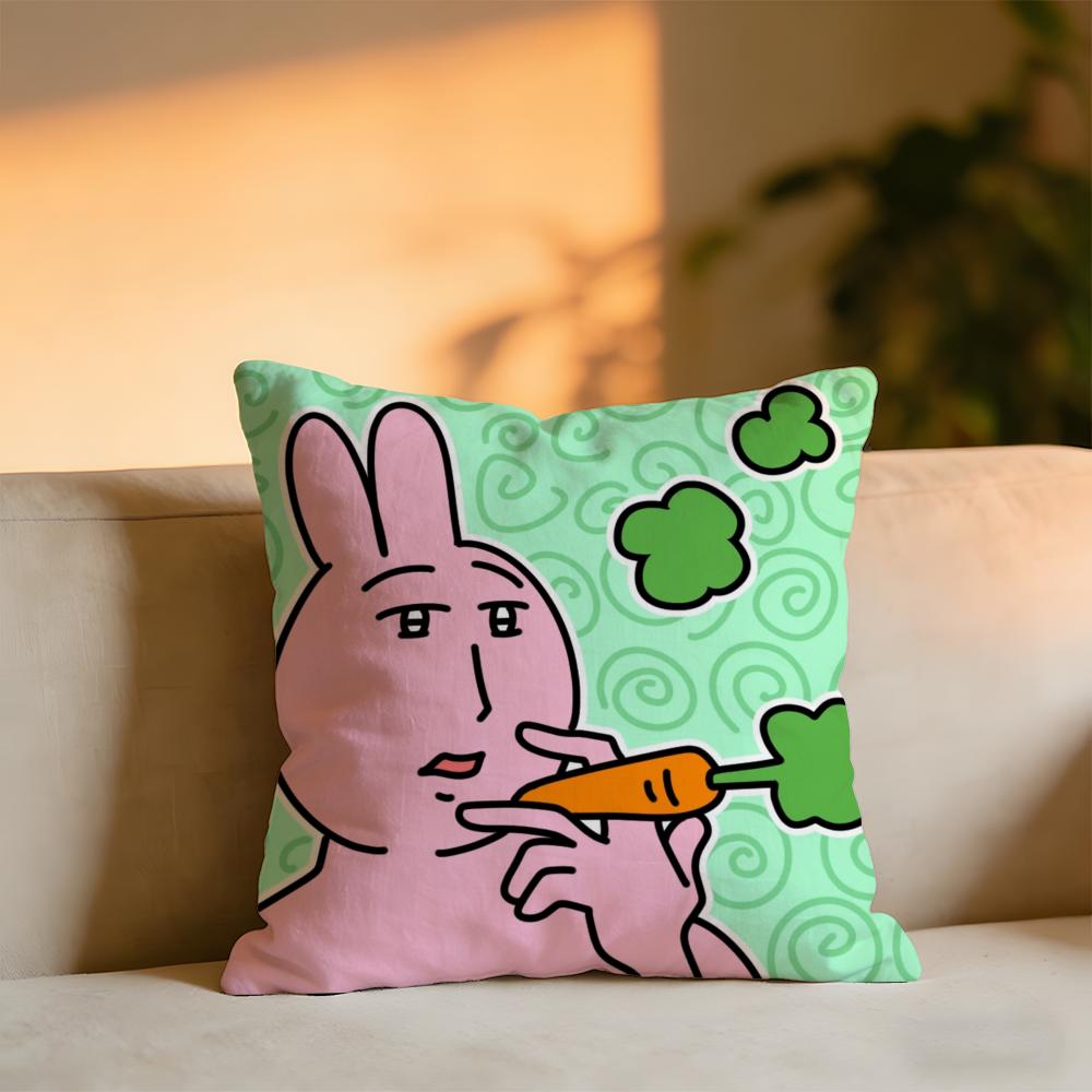 Pink Bunny Cue Cushion Cover Cozy Velvet Throw PillowSoft Warm Cushion For Sofa Bed