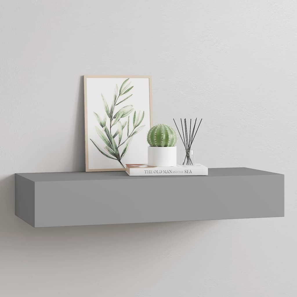 Vidaxl Półka Ścienna Z Szufladą, Szara, 60 X 23,5 X 10 Cm, Mdf