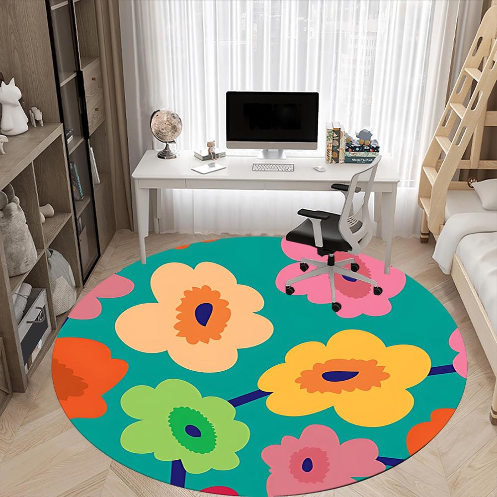 1pc Floral Pattern Chair Carpet for Office - Durable, Ideal for Chair Mats, Stylish & Functional Decorative Rug Yy260203067
