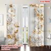 2 Pcs 2D Gold & White Floral Elegant Curtains – Rod Pocket Design for Living Room Office Bedroom Kitchen