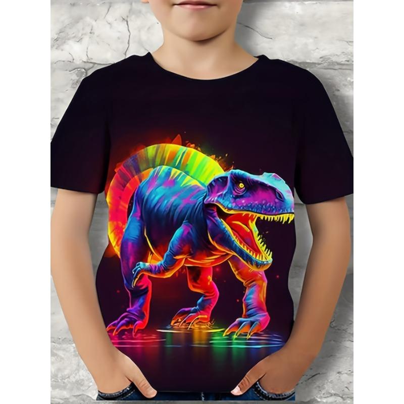 Children's Clothing Boys Tshirt Short Sleeve Child T-Shirt 3D Dinosaur Print Casual Kids Summer Clothes Girls Clothes Tops Tee