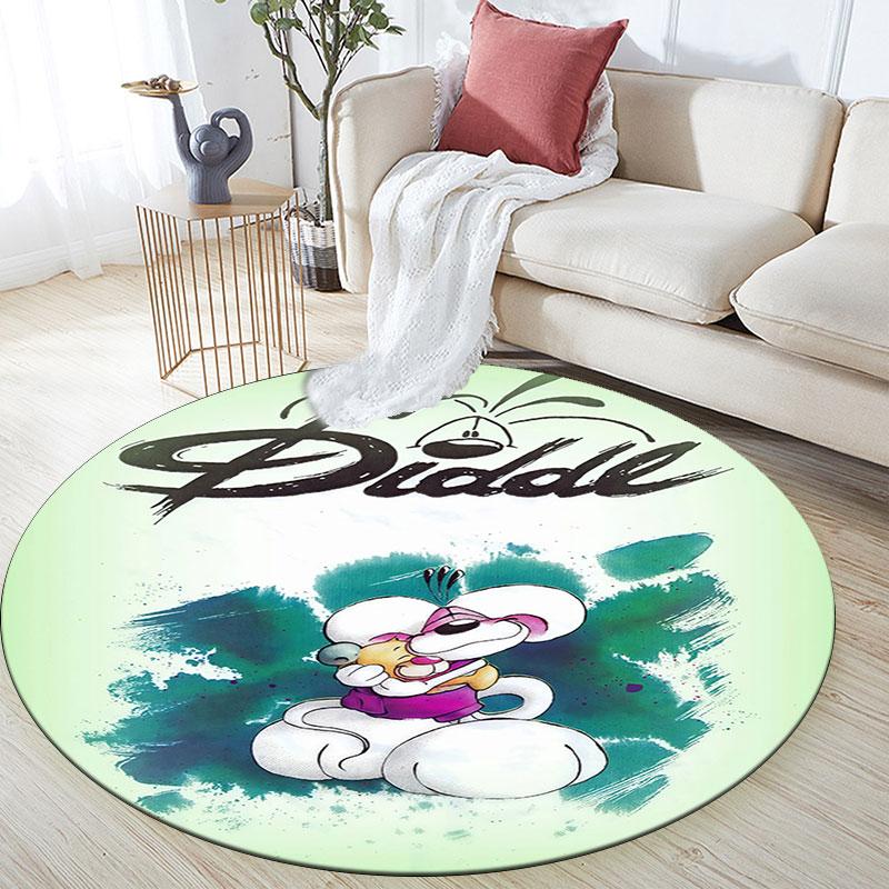 Diddl Pattern Round rug,Carpet Rug for Living Room Bedroom Playroom ,Non-slip Floor Mat,Holiday Gifts and Birthday Gifts.