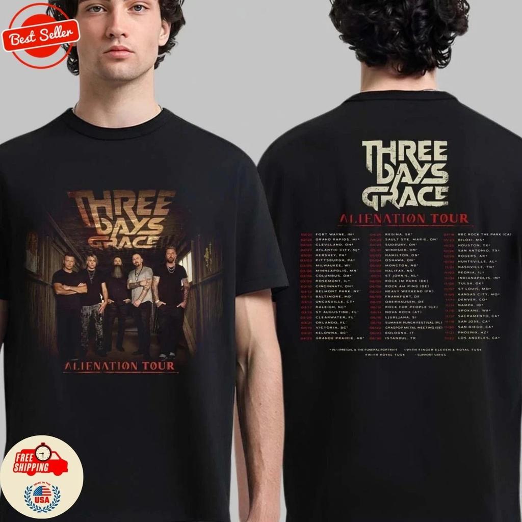 Three Days Grace Alienation Tour 2026 North America Cities Dates 2 Sided T-Shirt