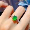 BELLA BOX Natural Ice Transparent Green Chalcedonic Agate Simple Retro Temperament Open Ring Female Oval Egg Face Ring Bracelet Jewelry