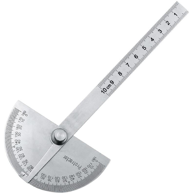 180 Degree Adjustable Protractor Stainless Steel Gauge Round Head Caliper Measuring Ruler for Woodworking Engineering Drawing