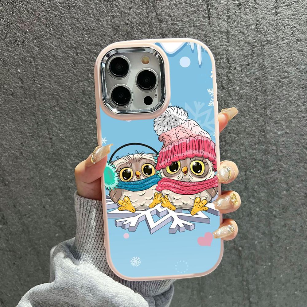 N110 Happy New Year Merry Christmas snowman Soft Phone Cases for iPhone 16Pro Max Xiaomi 11 Lite 5G NE Redmi Plating Frame Camera Protector Back Cover