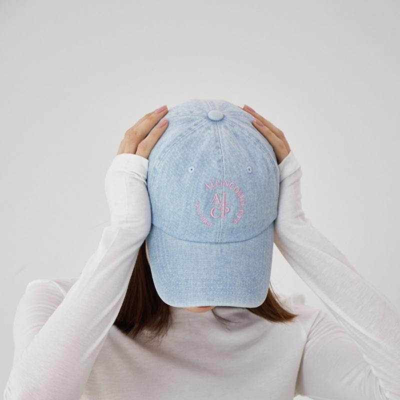 Allincomplete Round Logo Ball Cap Light Blue Denim