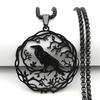 Raven Birds Pendant Necklace Women Men Stainless Steel Black Color Love Flower Of Life Knight Chain Jewelry Gifts