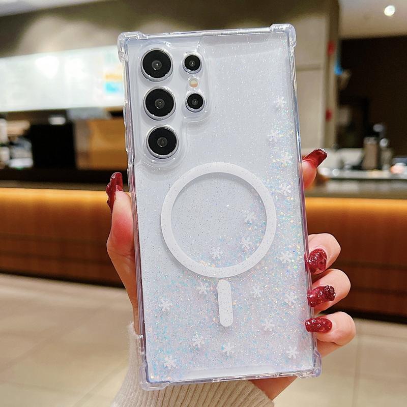 

Магнитный чехол для телефона Magsafe для Iphone 15 14 13 12 Pro Max Samsung S24 23 Ultra Plus, блестящий однотонный прозрачный чехол для телефона Samsung S24 синий