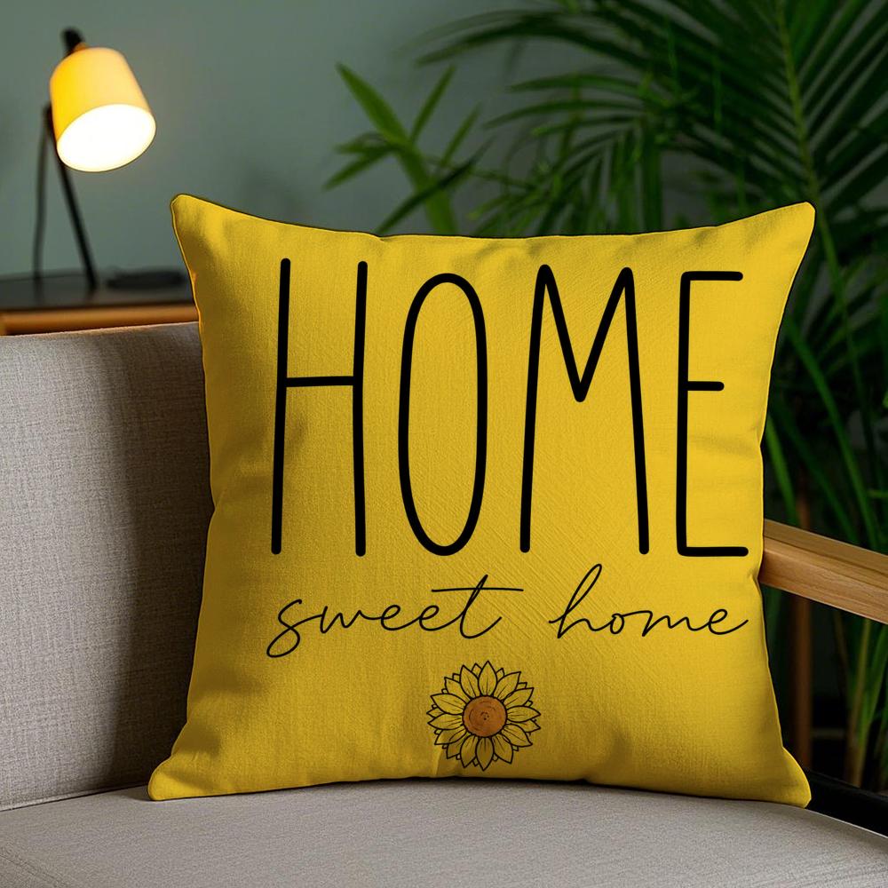 Yellow Sunflower Cushion Cover Short Plush Soft DoubleSided Printing Pillow Case Cozy Sofa Bedroom Home Decor Gift