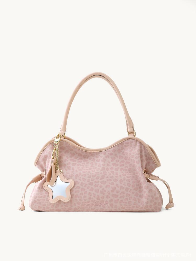 Borsa Tote Leopardata Blu a Pois Coreana - Borsa a Spalla Versatile Retrò