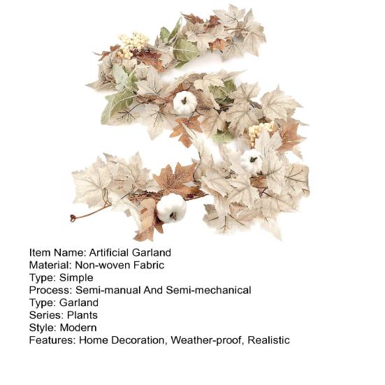 Autumn Harvest Festival Artificial Garland Thanksgiving Day Hanging Berry Pinecone White Pumpkin Fake Maple Leaves Vine Rattan Farmhouse Decor