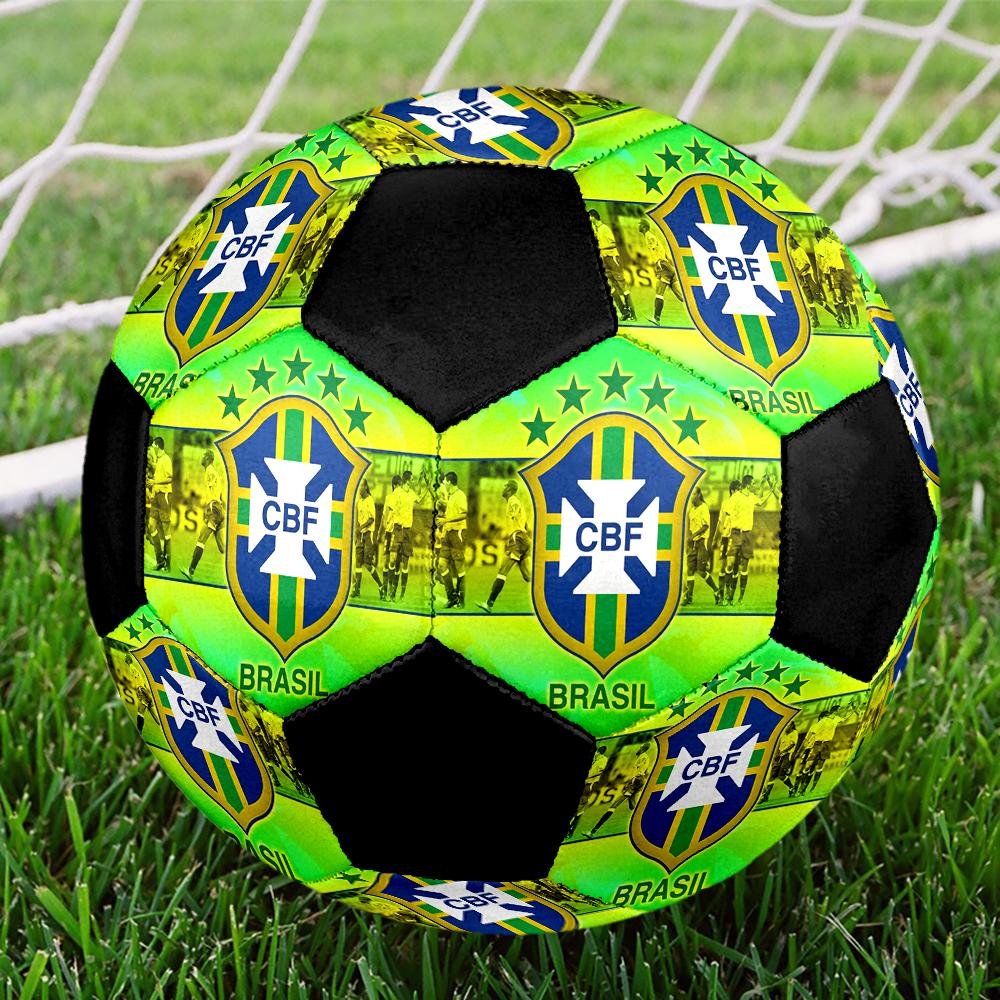 SIZE 5 Brazil National Football Team Soccer Ball Colorful All Ages Machine Stitched PVC Competition Ready Durable High-Bounce