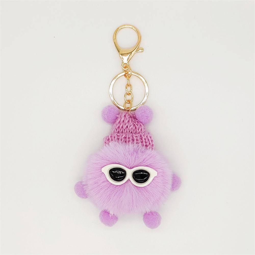 Niedliche bunte Plüschraupen Schlüsselanhänger mit Sonnenbrille Weicher Kaninchenfell Tier Pompon Anhänger Mit Schlüsselringen Für Damen Handtasche