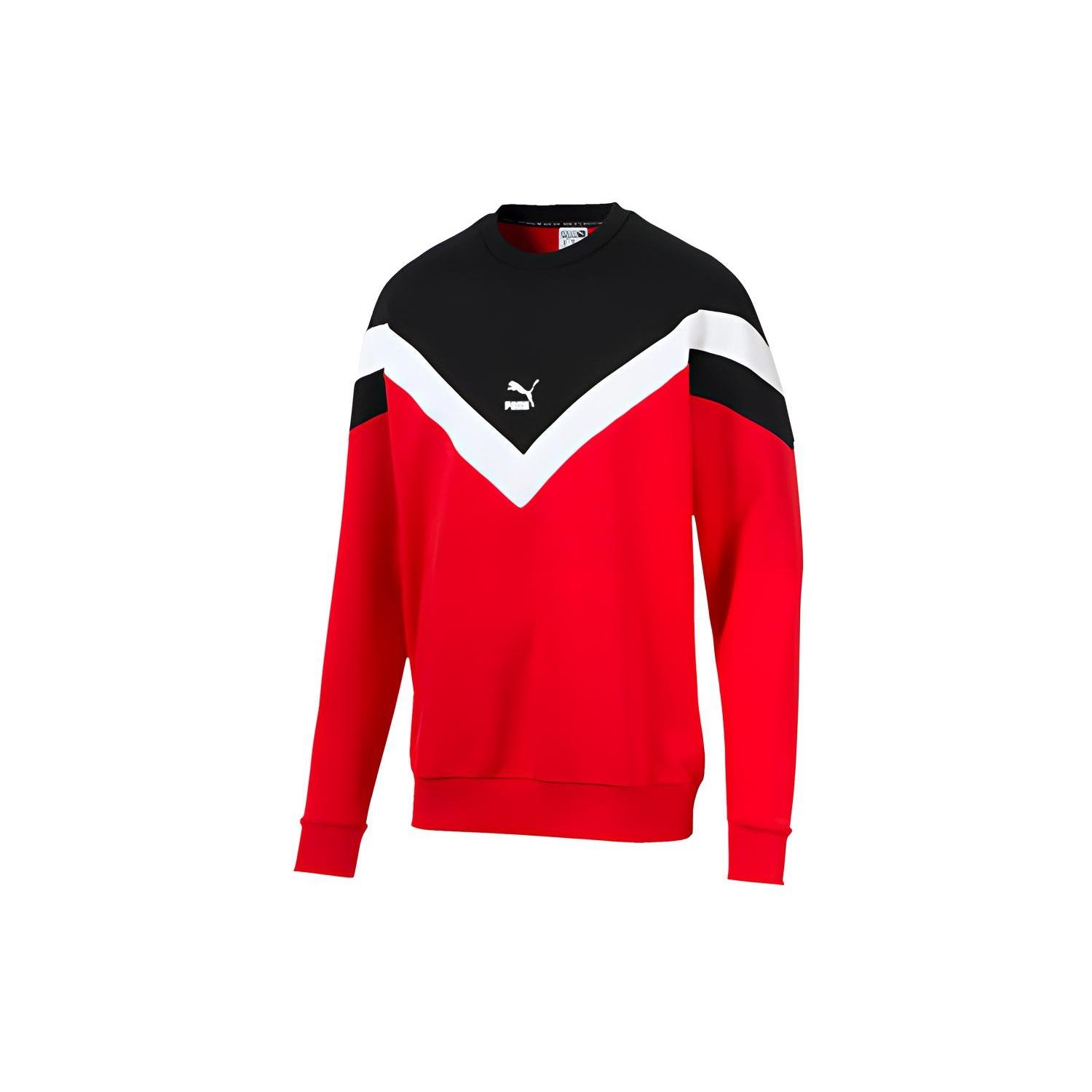 PUMA Sports Round Neck Knit Pullover Black Red Men s 595953-11 M
