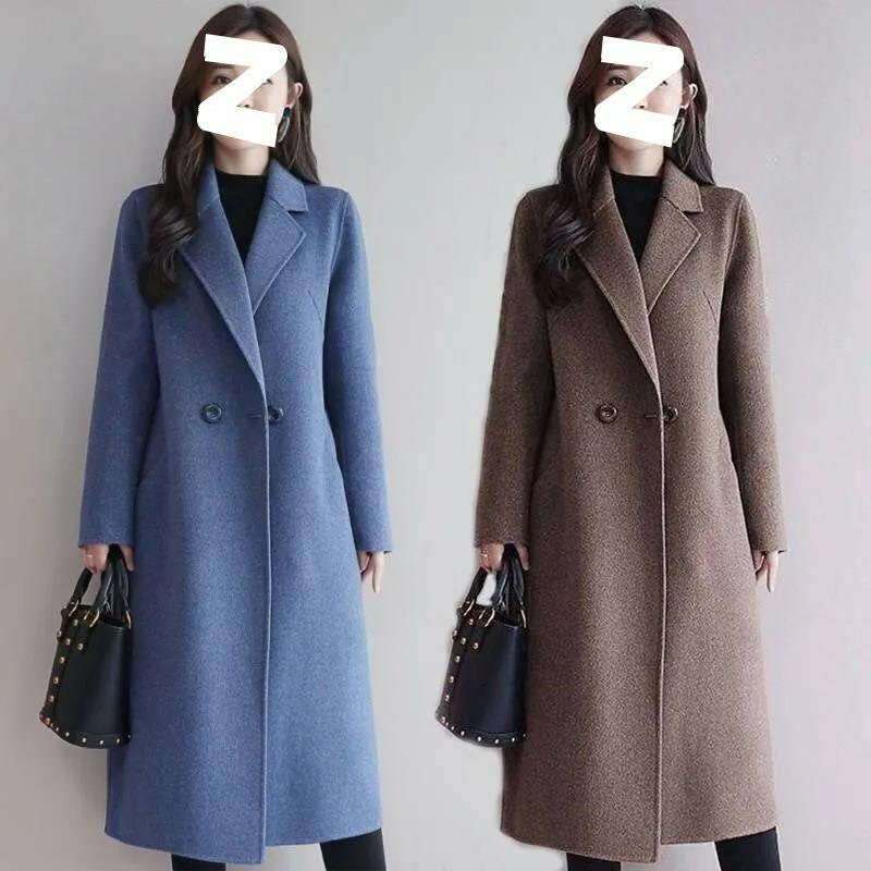 Woolen Coat Coat Women's Coat Spring and Autumn Mid-length Large Size Woolen Loose Woolen Coat