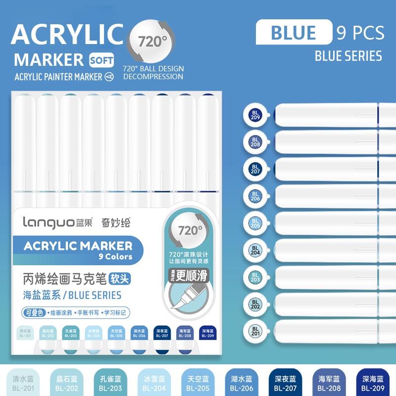 9 Farben/Set Bunte Acrylfarbe Kunstmarker Stift DIY Graffiti Zeichenstifte Für Notizbuch Tagebuch Schreiben Malen Schreibwaren