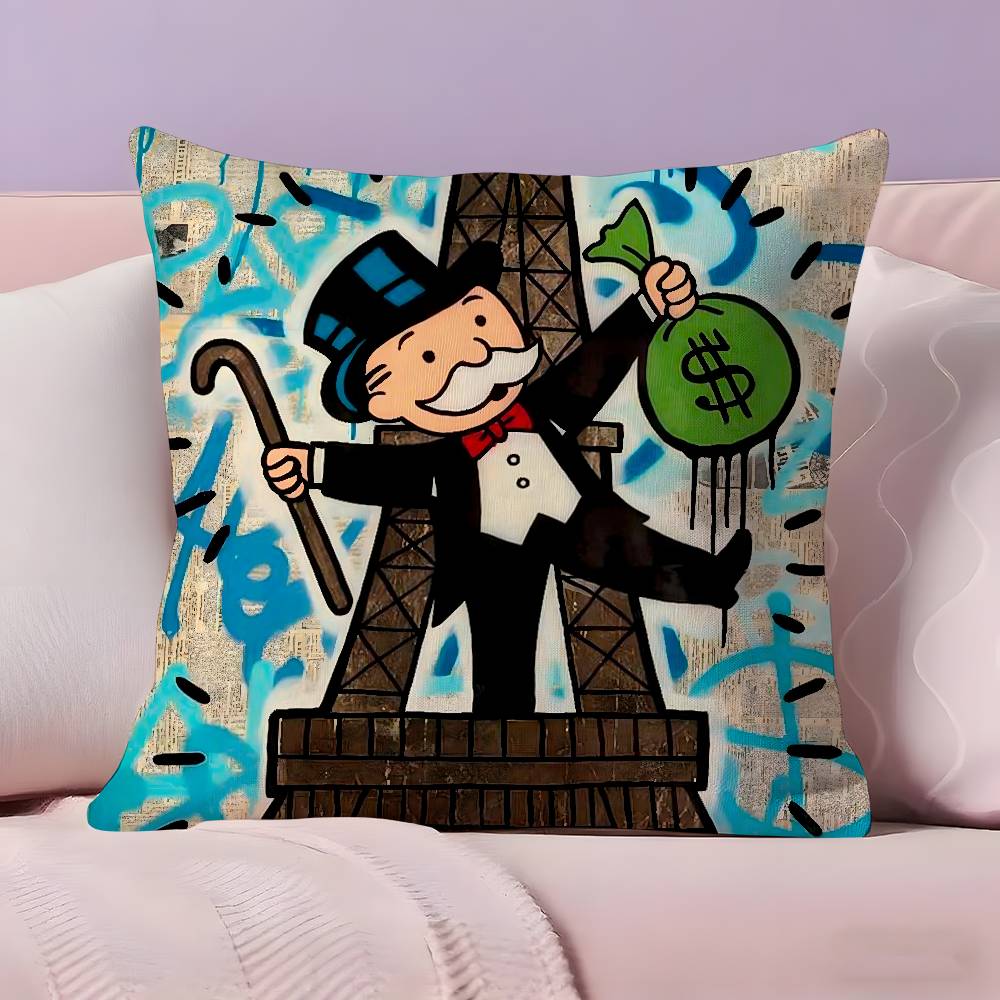 Cartoon M-Monopoly Pillow Case Ultra Soft Skin Friendly Fabric Cloud Like Comfort & Concealed Zipper