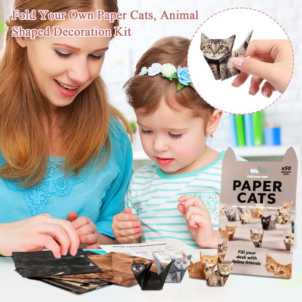 DIY Paper Cats, DIY Cat Camp, 3D Handmade Cat Model, Fold Your Own Paper Cats, Animal Shaped Decoration Kit,
