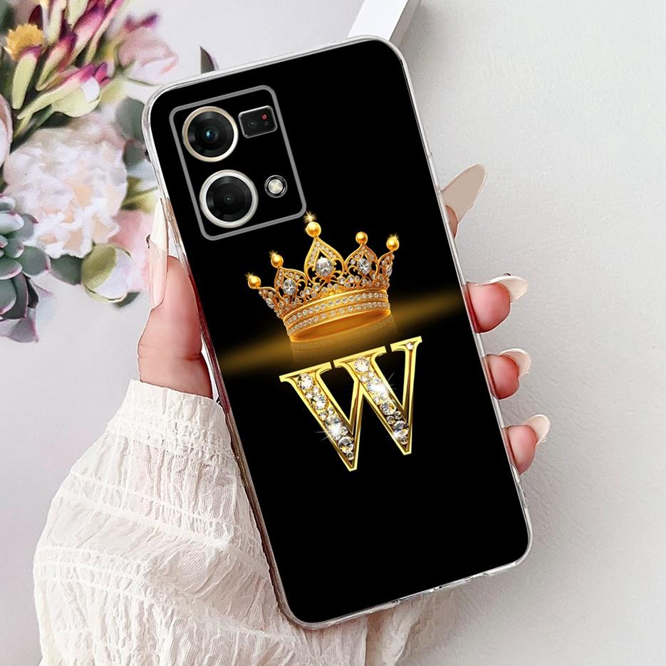 For Oppo F21 Pro 4G Case Reno7 4G CPH2363 New Crown Letters Cover Soft Silicone Phone Case For Oppo Reno8 Reno 7 F21Pro 4G Shell
