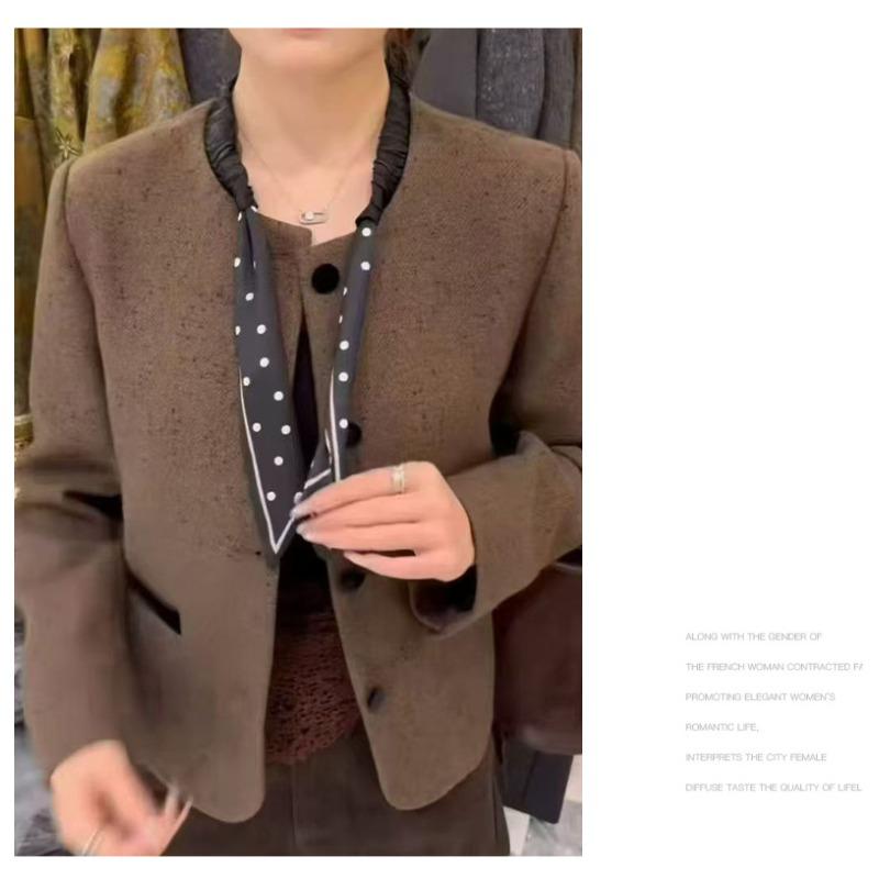 

Короткое пальто женское осеннее новое свободное и универсальное маленькое пальто 2XL хаки