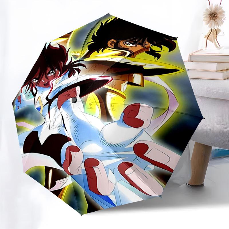 1pc Saint Seiya: Phoenix Ikki Automatic Opening Folding Umbrella, 8 Bone Iron Frame, Portable Design for Outdoor Use, Ideal Gift for Fans, Travelers,