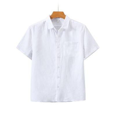 Men's Linen Shirt Short Sleeved Summer Thin Loose Linen Top Beach Vacation Outdoor Casual Clothing