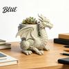Green Plant Flower Pot 3D Printed Dragon Desk Planter Creative with Storage Artistic Versatile Desktop Storage Figurine Decor for Home Office,