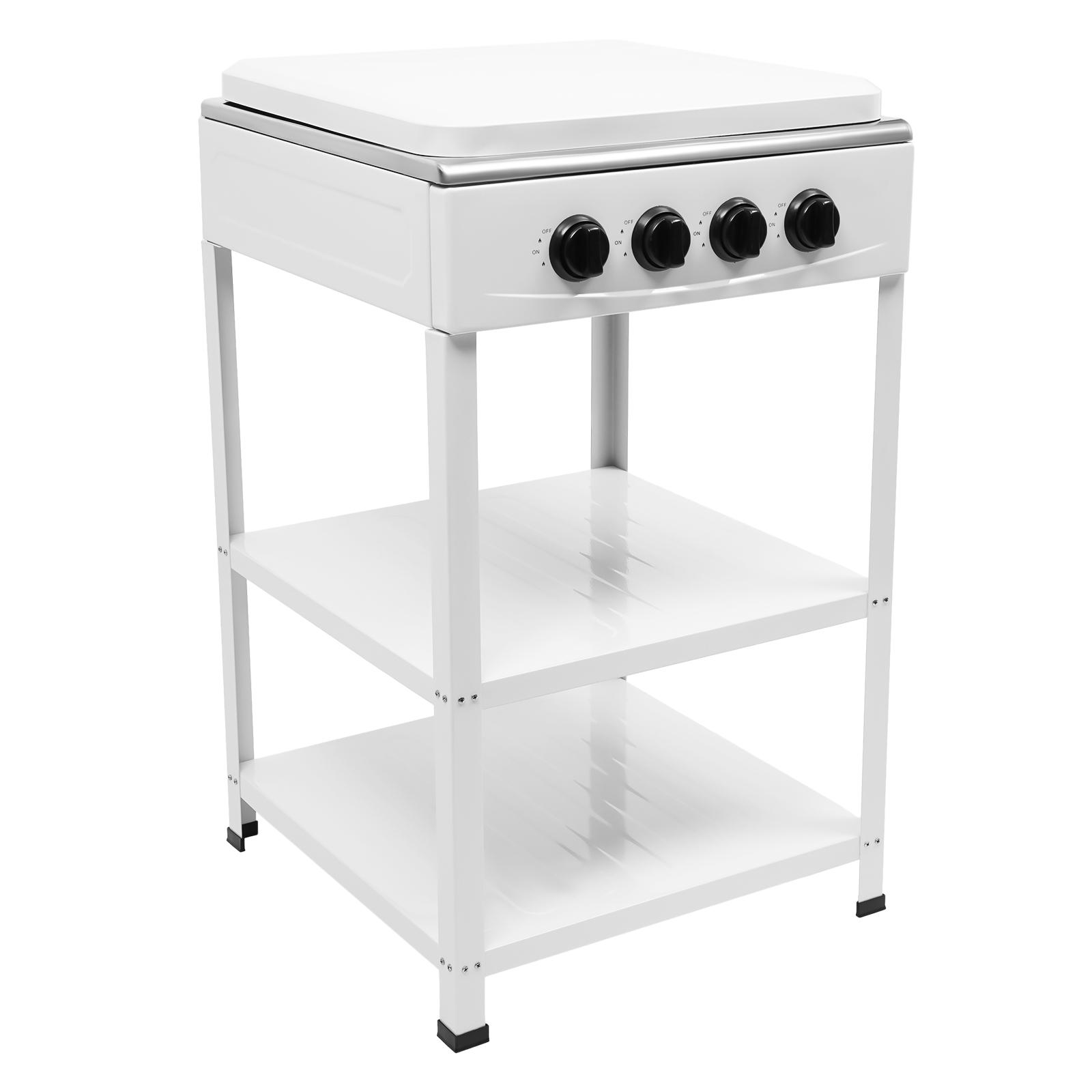 

Gas Stove with Top Covers Freestanding Four-Burner Gas Stove with Double Storage Shelves Lightweight (19.8 Lbs) for Outdoor Home белый
