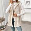 European-American Solid Color Double-Sided Plush Hooded Button Cardigan - Casual Women's Autumn/Winter Vest