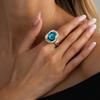 18K Silver Plated Irregular Gemstone Ring Set, Stainless Steel Block Shaped Fluid Shaped Ring, Women's Art Jewelry