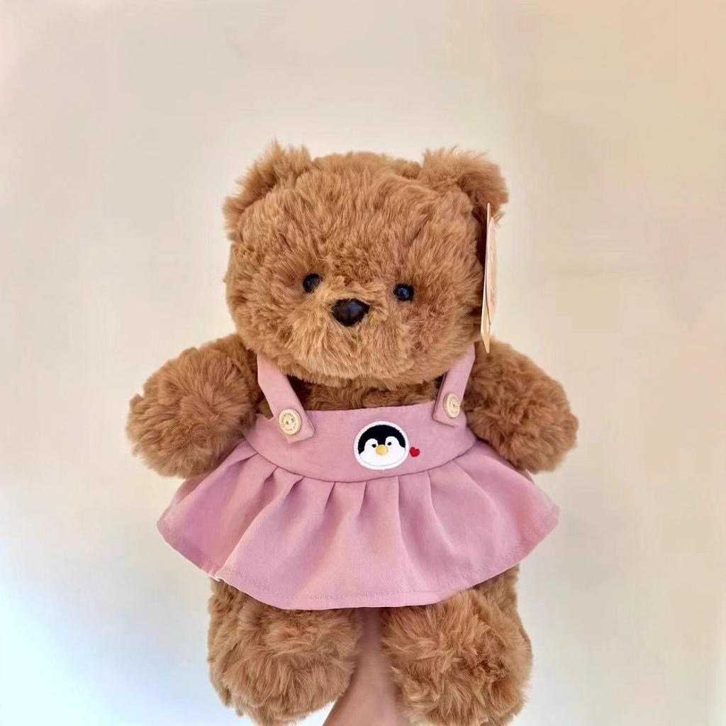 Cute Dole Bear Strap Skirt Doll Plush Toy Cartoon Clothes Bear Accompaniment Doll Gifts for Children