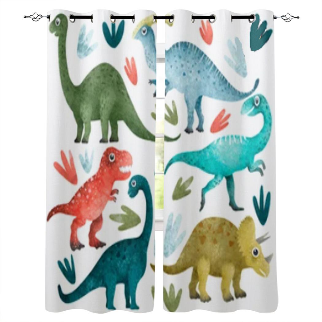 Шторы на окна с изображением динозавра в джунглях для гостиной — фото 8