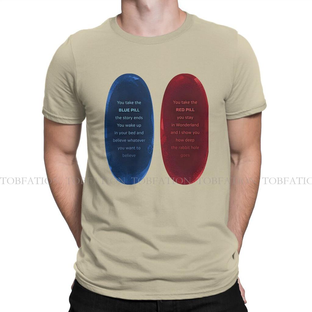 Pills Round Collar Tshirt The Matrix Movie Pure Cotton Fabric Basic T Shirt Mans Clothes Fashion Oversized