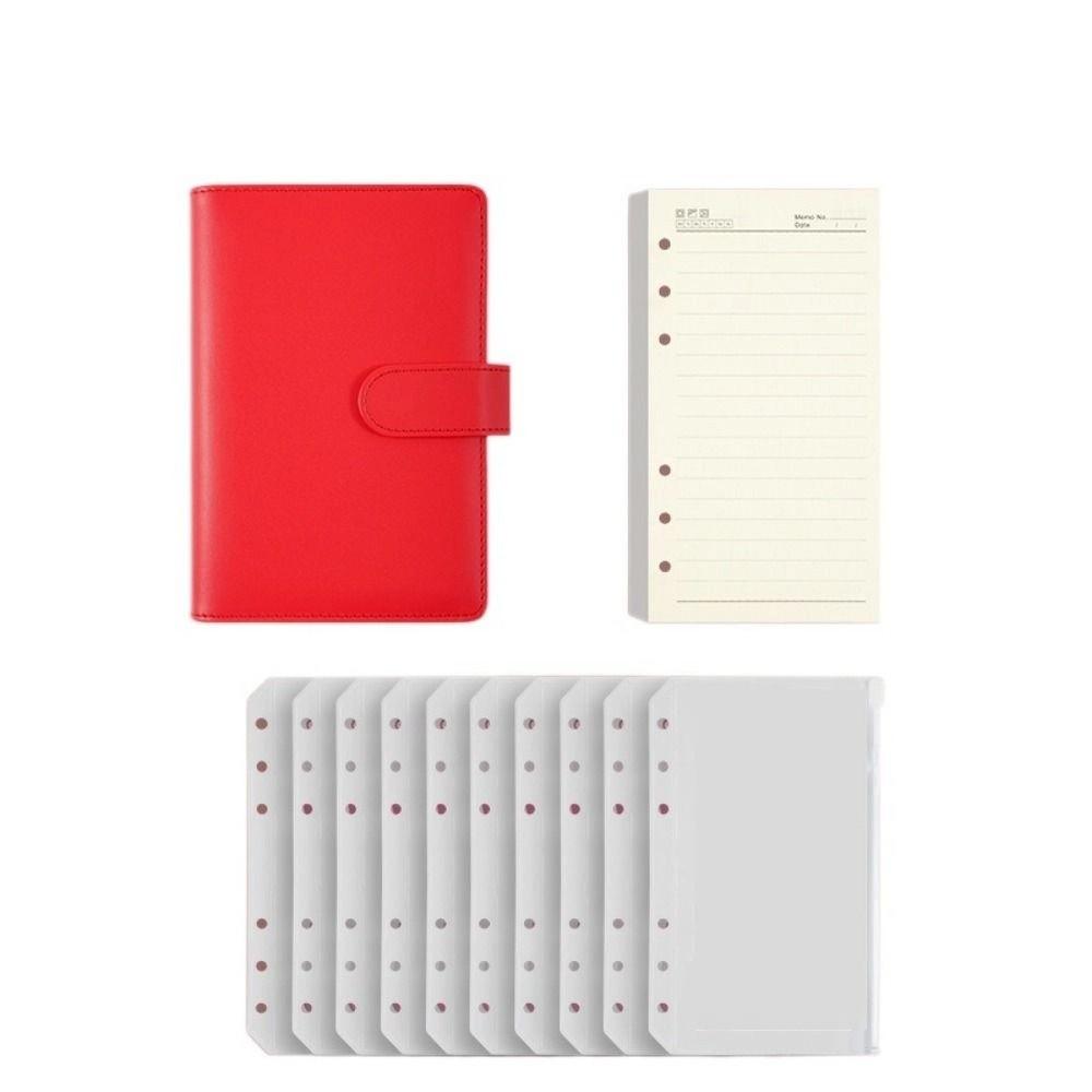 Pu Leather Loose-Leaf Notebook Macarone Color Budget Binder  Office Stationery Supplies
